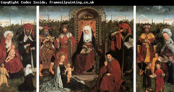 unknow artist Triptych with the Family of St Anne